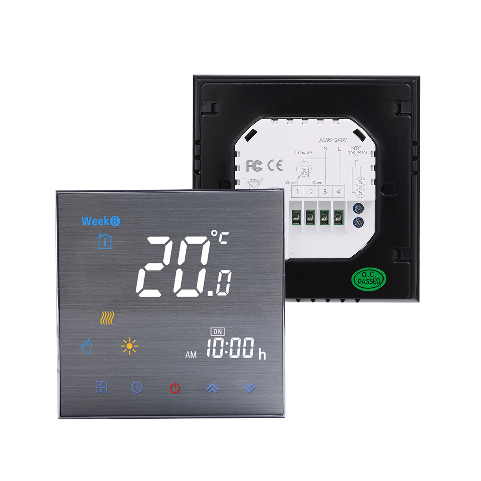 Digitaler Temperaturregler Für Wasser-/gasheizkessel, Großer Lcd-bildschirm, Touch-tasten-steuerung, 5 A
