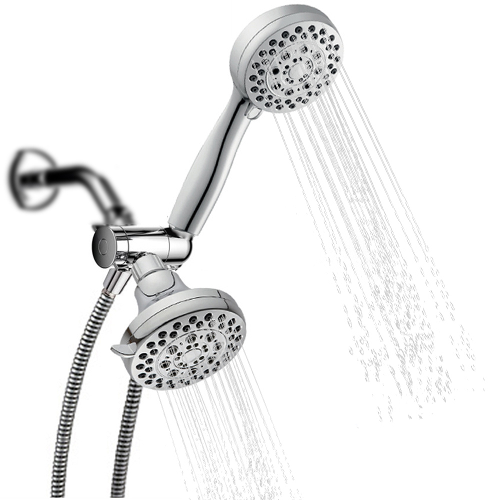 Handbrause-regenduschkopf-kombination Mit 5 Strahlarten, Hochdruck-duschkopf Mit 3-wege-wasserumsteller, Edelstahl-schlauchset Und Polierter Chrom-halterung Für Die Handbrause.