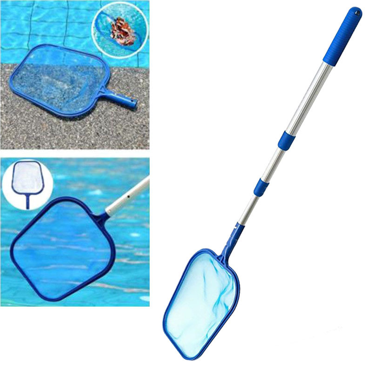 Pool-skimmernetz Mit Teleskopstange, Laubkescher, Schnellreinigungswerkzeug Für Schwimmbecken Und Teiche Mit Robustem Aluminiumrahmen Und Tiefen Maschen