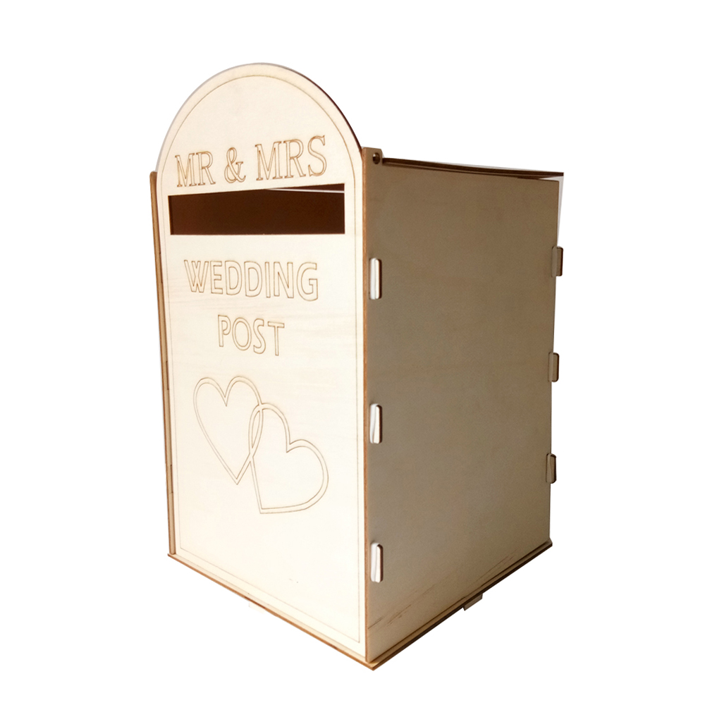 Diy-hochzeitsbriefkasten Aus Holz Mit Schloss, Rustikaler, Hohler Geschenkkartenhalter Für Empfang, Hochzeitstag Und Partydekoration
