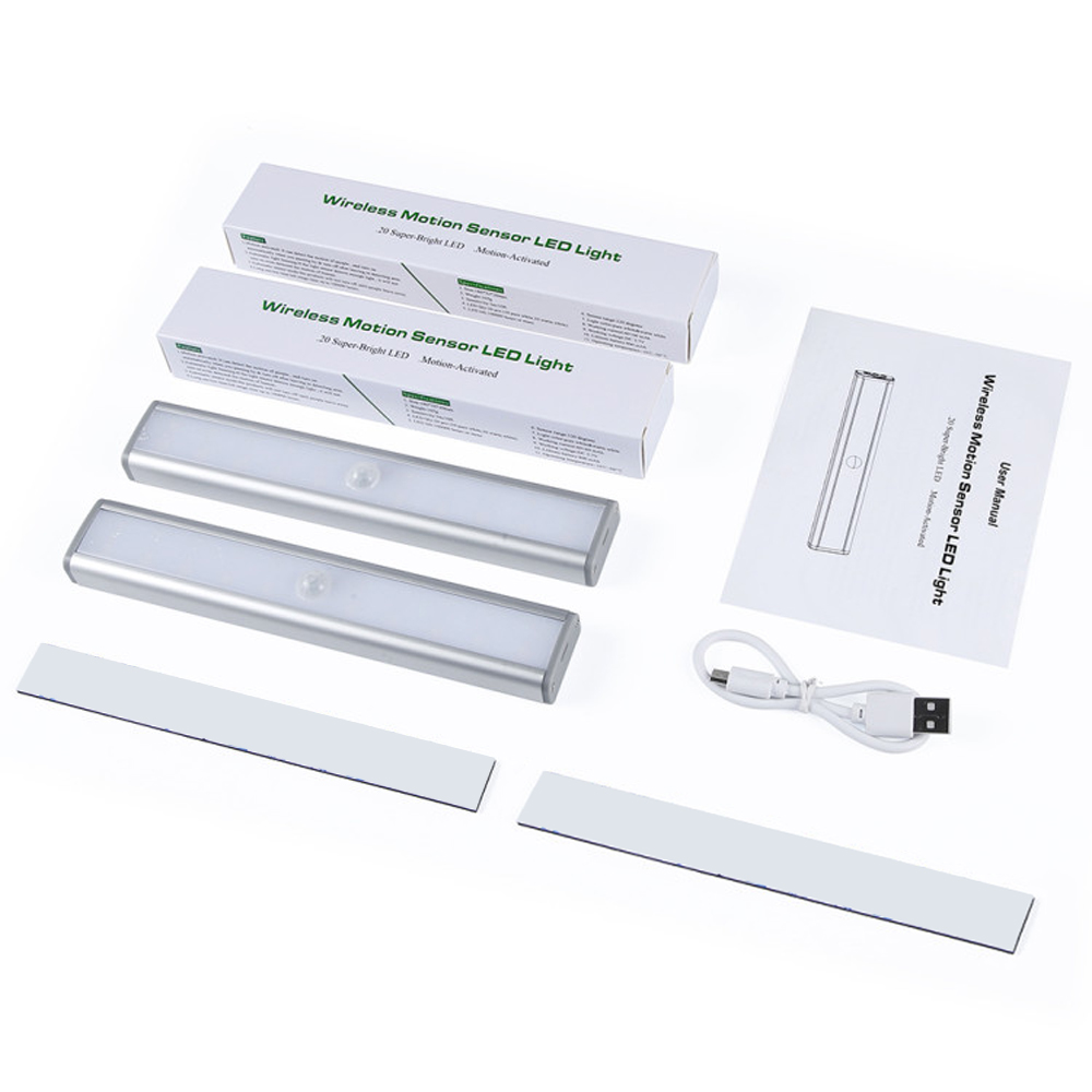 2er-pack Schrankleuchten Mit Bewegungsmelder, Usb-aufladbar, 20 Leds, Magnetisch, Abnehmbar, Zum Aufkleben, Für Kleiderschrank, Schubladen Und Schränke, Warmweißes Licht