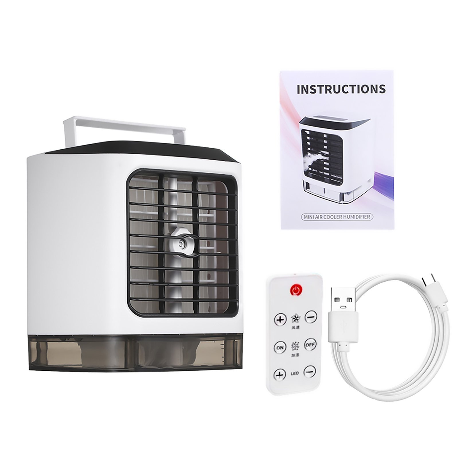 Tragbarer Mini-klimagerät, Tischluftkühler, Luftbefeuchter, Usb-mini-ventilator Mit Led-licht Für Zuhause Oder Büro