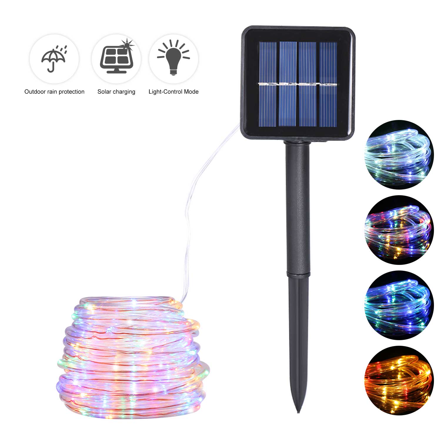 Energiesparende Solar-lichterkette, 12 M, 100 Leds, 8 Funktionen, Transparentes Rohr, Kupferdraht, Wasserdicht, Für Den Außenbereich