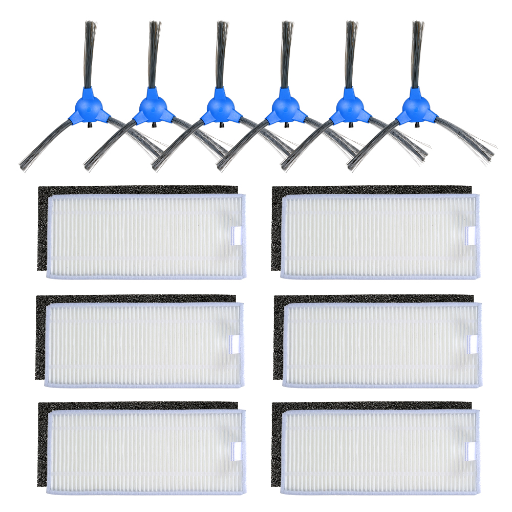 12-teiliges Ersatzteilset Für Robovac 11s / Robovac 30 / Robovac 30c / Robovac 17c Staubsauger – 6 Seitenbürsten + 6 Filter