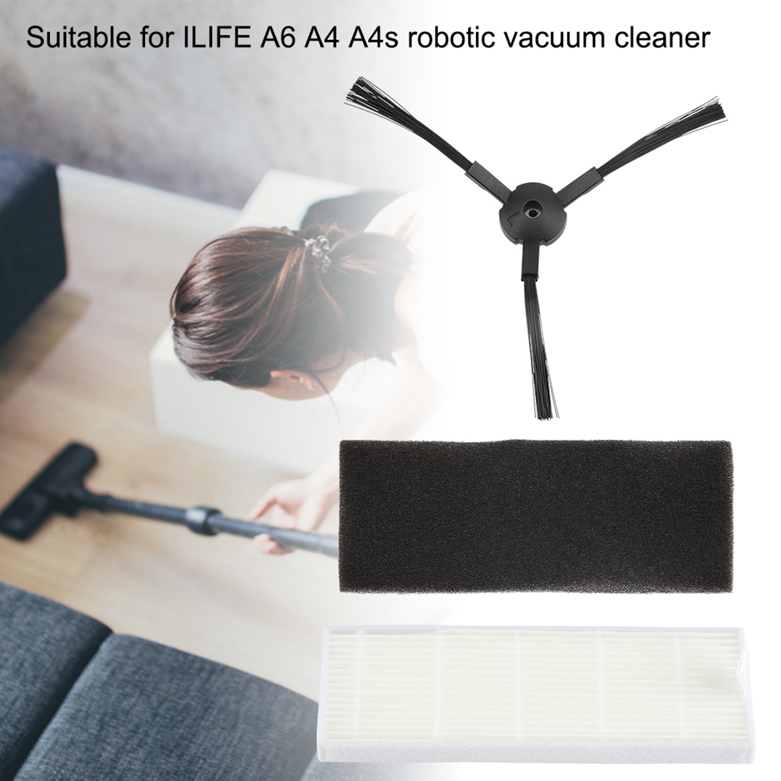 Staubsauger-ersatzteilset: Seitenbürste & Hepa-filter Für Ilife A6, A4 Und A4s