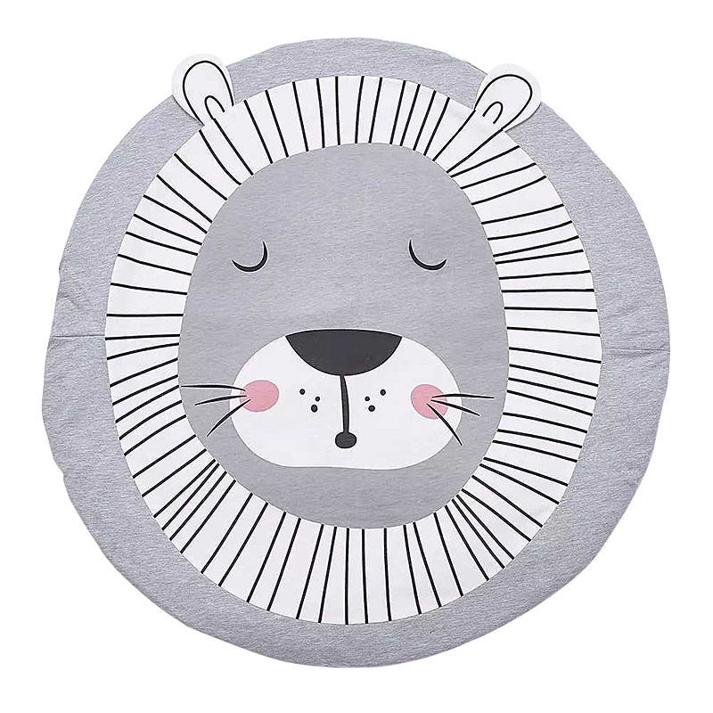Spielmatte Mit Niedlichem Cartoon-tiermuster, Weiche Baumwolle, Krabbelmatte Für Babys Und Kleinkinder, 90 Cm, Löwe