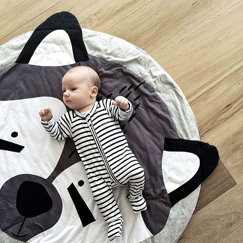 Spielmatte Mit Niedlichem Cartoon-tiermuster Aus Weicher Baumwolle Für Babys Und Kleinkinder, 90 Cm, Giraffe