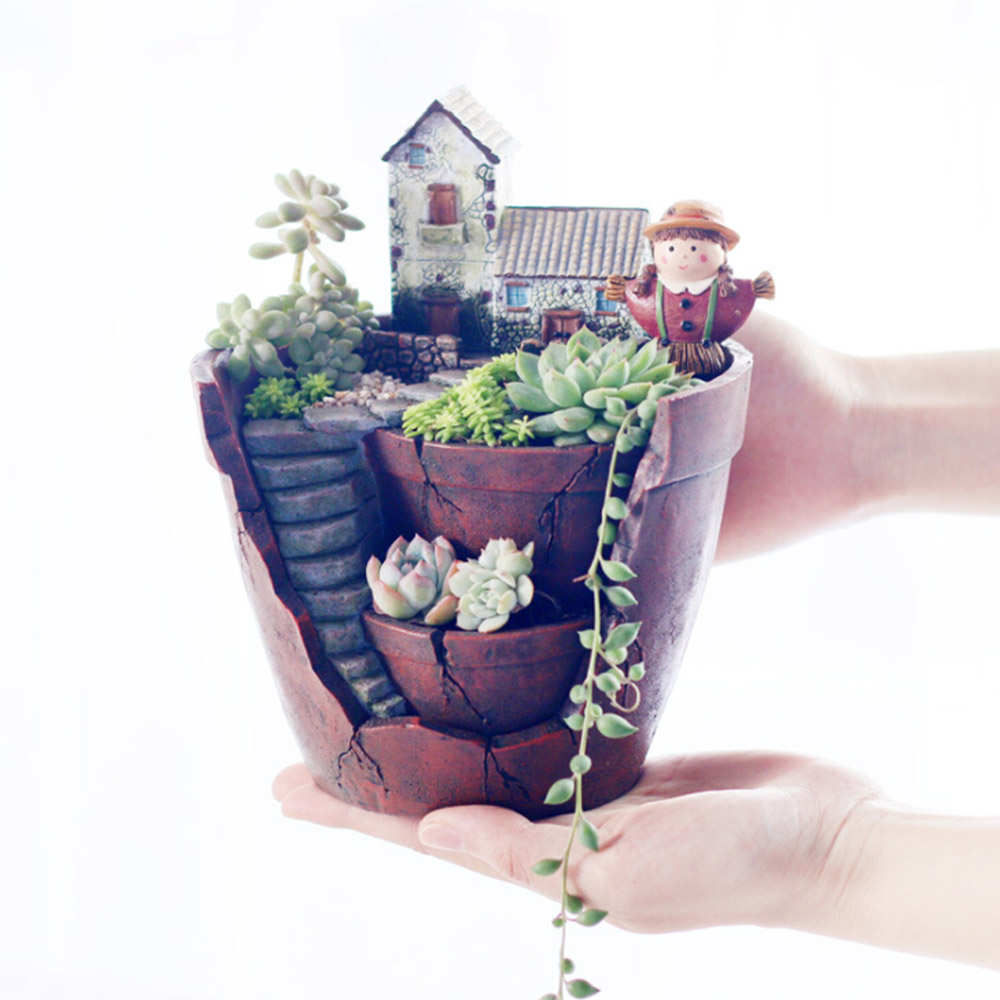 Sukkulenten-pflanztopf Aus Harz, Bonsai-topf, Ästhetische Und Einzigartige Dekoration Für Drinnen Und Draußen, Büro, Schreibtisch, Zuhause