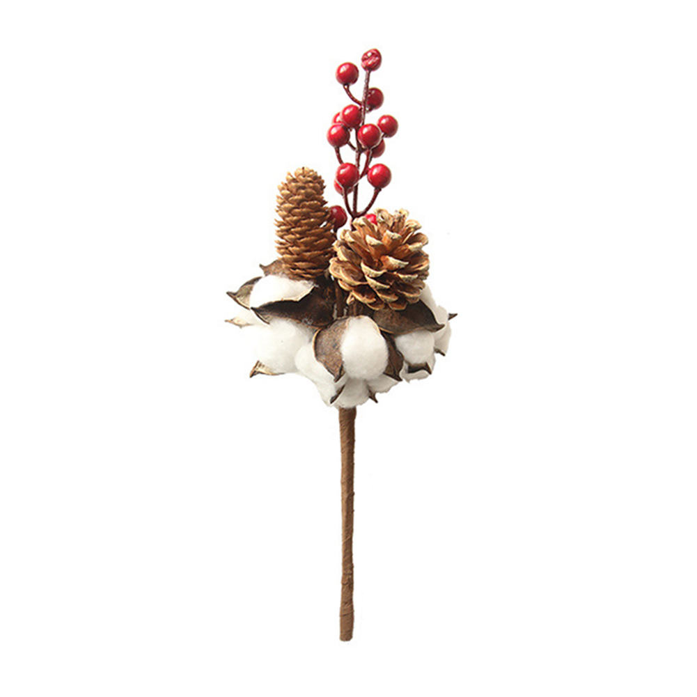 Künstliche Rote Beerenstiele, Tannenzapfenzweige, Getrocknete Baumwollzweige, Weihnachtsblumenarrangements Für Weihnachtsbäume, Blumenkränze, Hochzeitsdekorationen
