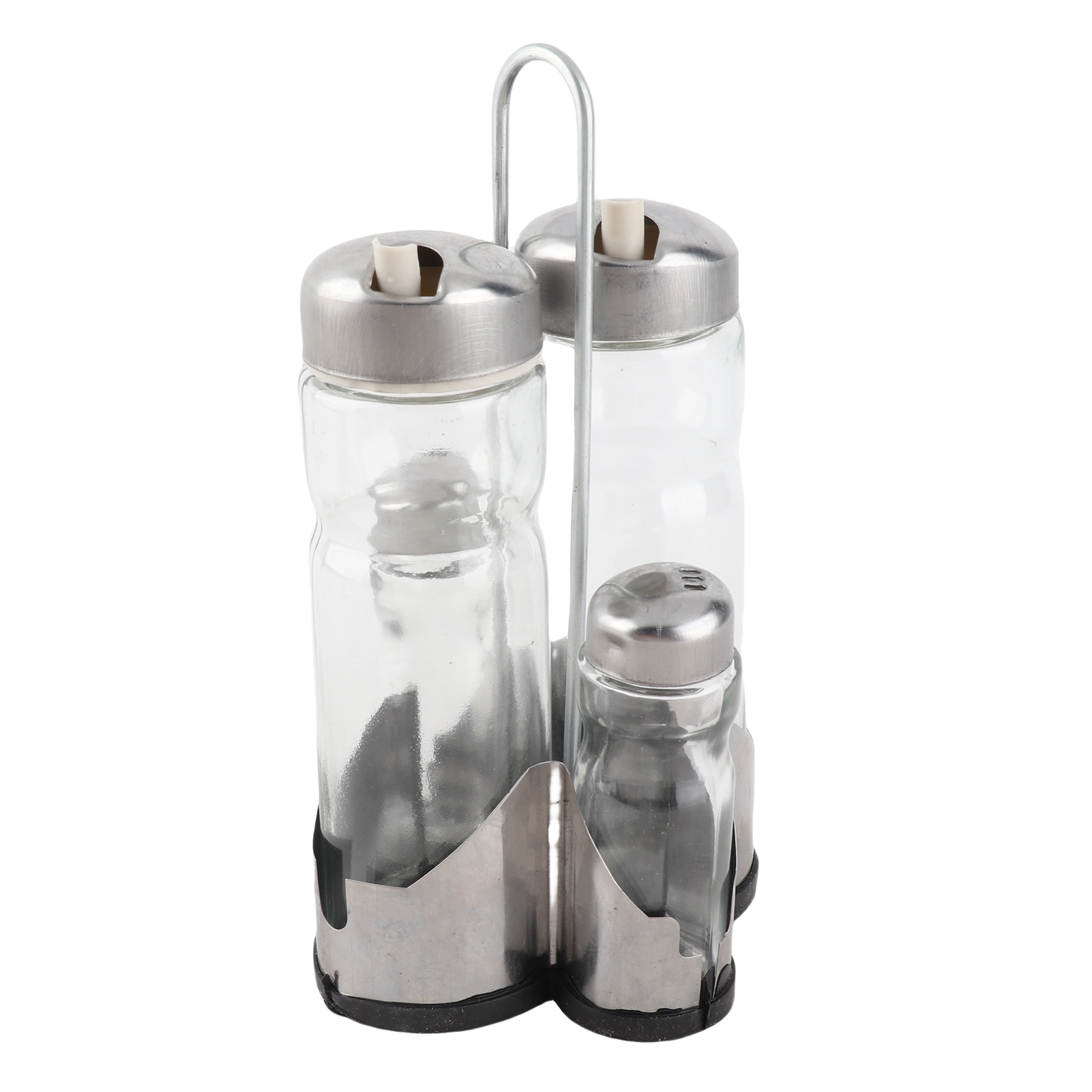 Gewürzflaschen-set, Gewürzhalter, Gewürzregal, 4-in-1-öl-essig-spender, Salz- Und Pfefferstreuer, Glas-essig- Und Gewürzset Mit Praktischem Ständer, Edelstahldeckel