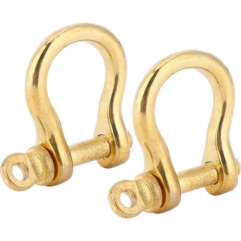 2er-set U-förmige Schäkel Aus Reinem Messing, Ankerkettenschäkel, Schraubbolzen, Bügelschäkel, Schlüsselringhaken, Goldene Verbindungsschlaufe