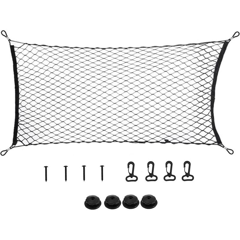 – Gepäcknetz Fürs Auto, 120 X 70 Cm – Dehnbares Nylon Zur Sicherung Des Gepäcks – Einfache Montage Mit Den Mitgelieferten Haken