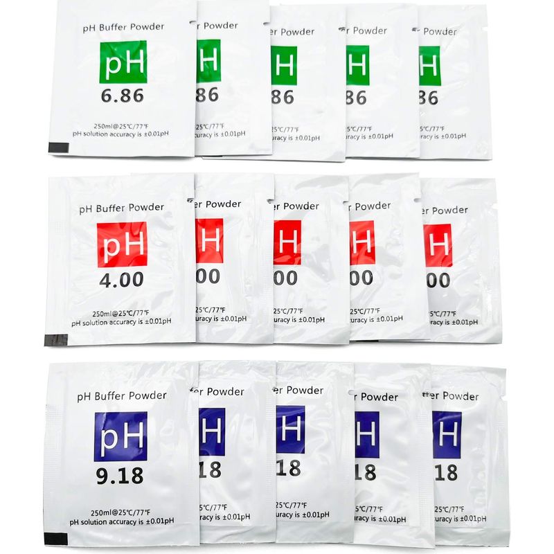 – Packung Mit 15 Beuteln Pufferlösung Mit Ph 4,00/6,86/9,18 – Genauigkeit ±0,01 Ph – Zur Kalibrierung Von Ph-metern – Feuchtigkeitsbeständig