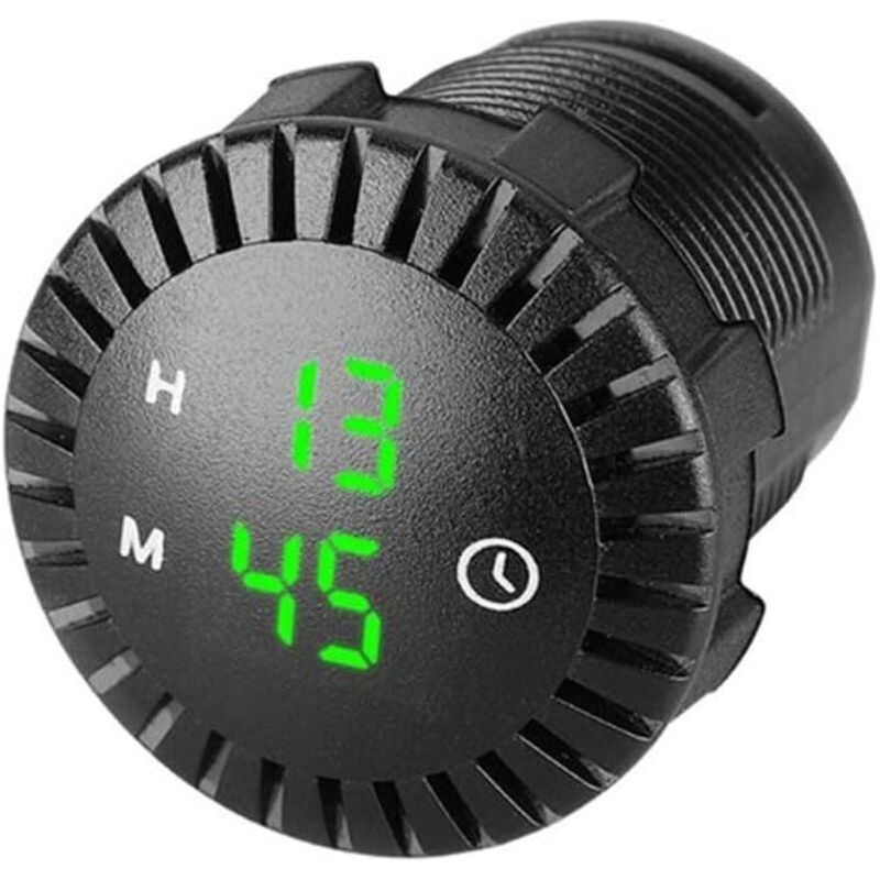 – Wasserdichte Led-digitaluhr (12 V/24 V) – Mini-digitaluhr Für Auto, Motorrad, Boot – 5,1 Cm Durchmesser – Einfache Installation