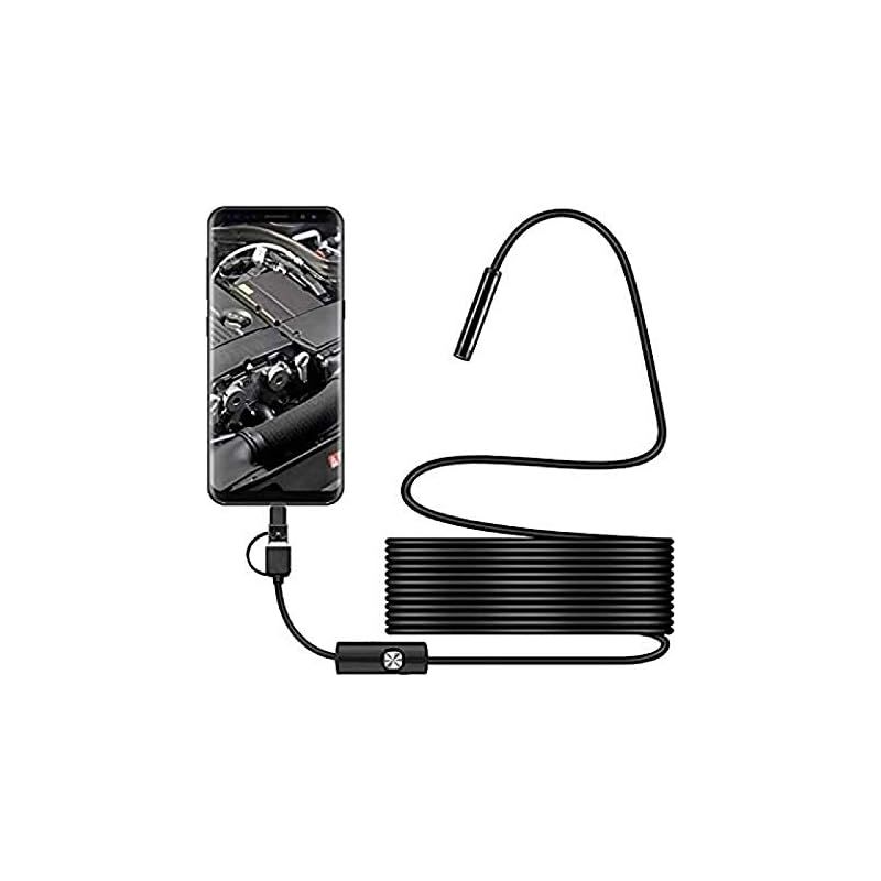 – Wasserdichte 2,0-mp-inspektionskamera (ip67) Mit Usb-c-anschluss – 5 M Langes, Halbstarres Kabel – 6 Verstellbare Led-leuchten – 360°-drehung Für Schwer Zugängliche Bereiche