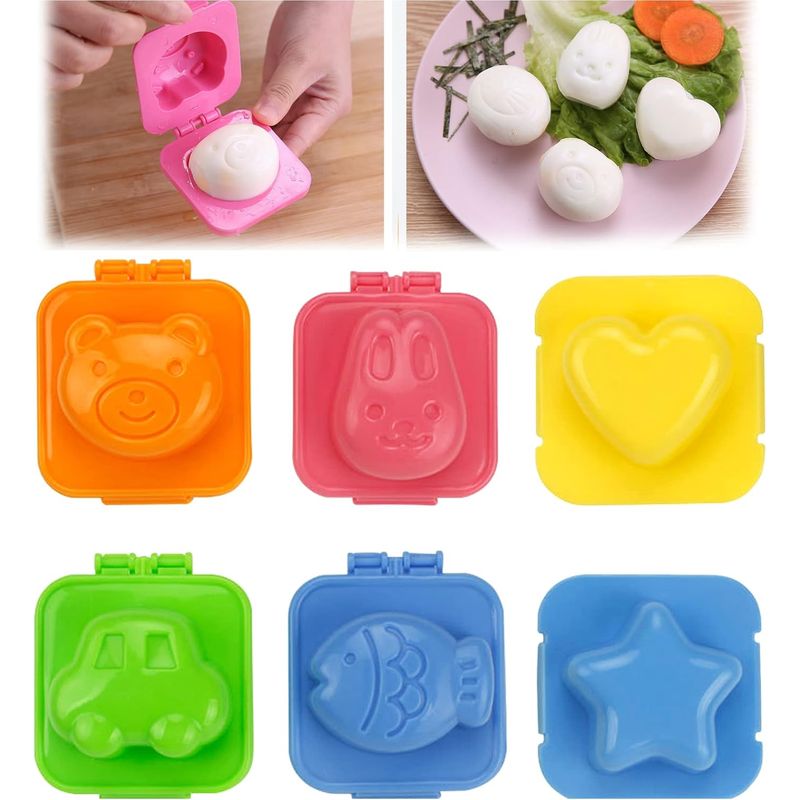 6-teiliges Set Aus Eierformen Aus Kunststoff, Backformen Zum Eierkochen, Sushi-reisformen, Bento-formen Und Sandwich-ausstechern.