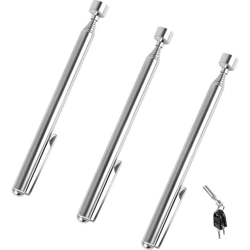 3-teiliges Teleskopisches Magnethebewerkzeug, Flexibler Magnethebestab Mit Einziehbarer Stange Und Taschenclip Für Schraubenschlüssel, Zangen, Schrauben, Muttern Und Bolzen