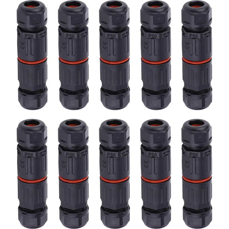 Whpps 10-teilige Ip68 Wasserdichte Gerade Anschlussdose Mit 3-poligem Außenstecker Und Klemmenblock