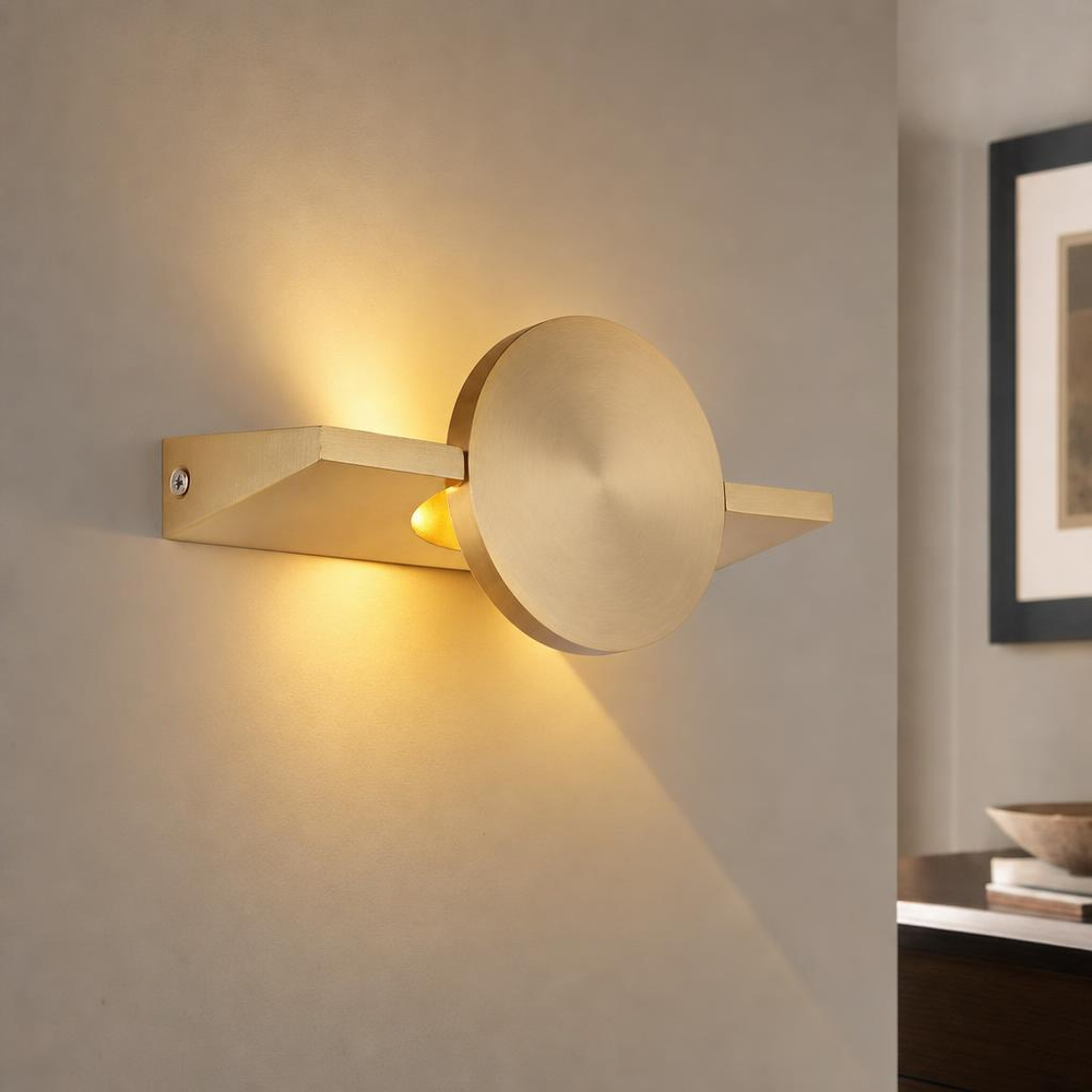 Led Wandleuchte Wandlampe Flurlampe Verstellbarer Spot Messingfarben H 20 Cm