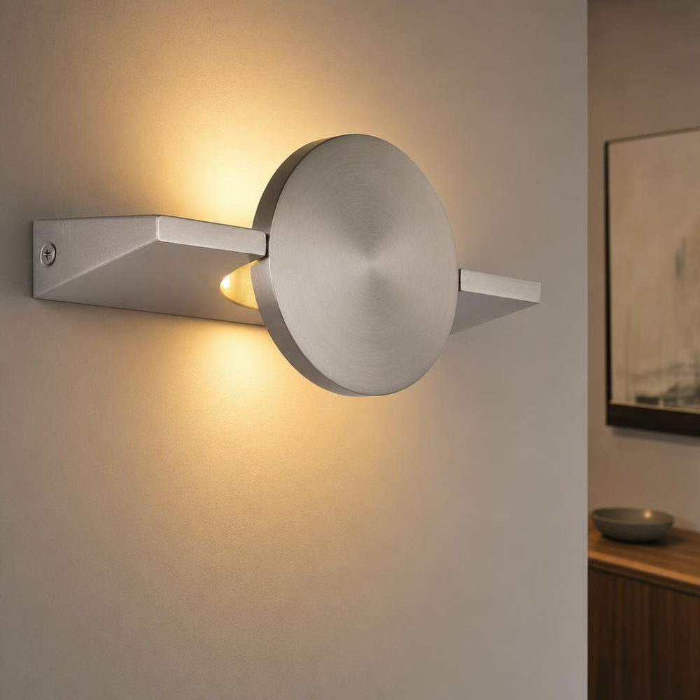 Led Wandleuchte Wandlampe Flurlampe Verstellbarer Spot Nickelfarben H 20 Cm