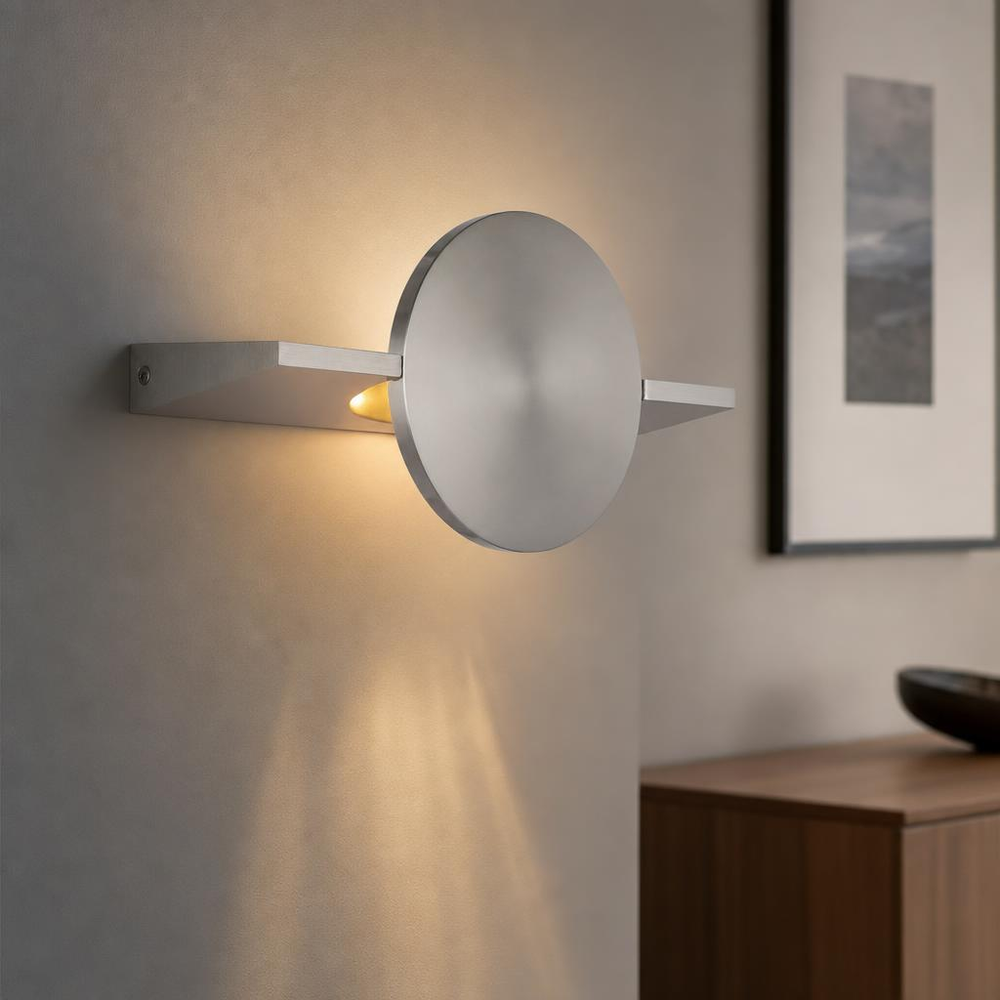 Led Wandleuchte Wandlampe Flurlampe Verstellbarer Spot Nickelfarben H 28 Cm