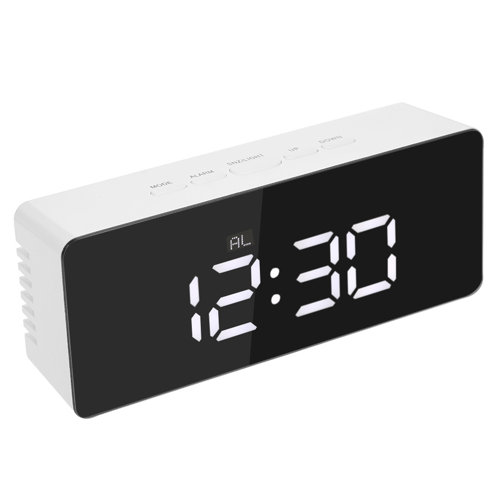 Multifunktionales Led-nachtlicht Mit Kunststoffspiegel, Thermometer, Digitaler Wanduhr Und Wecker