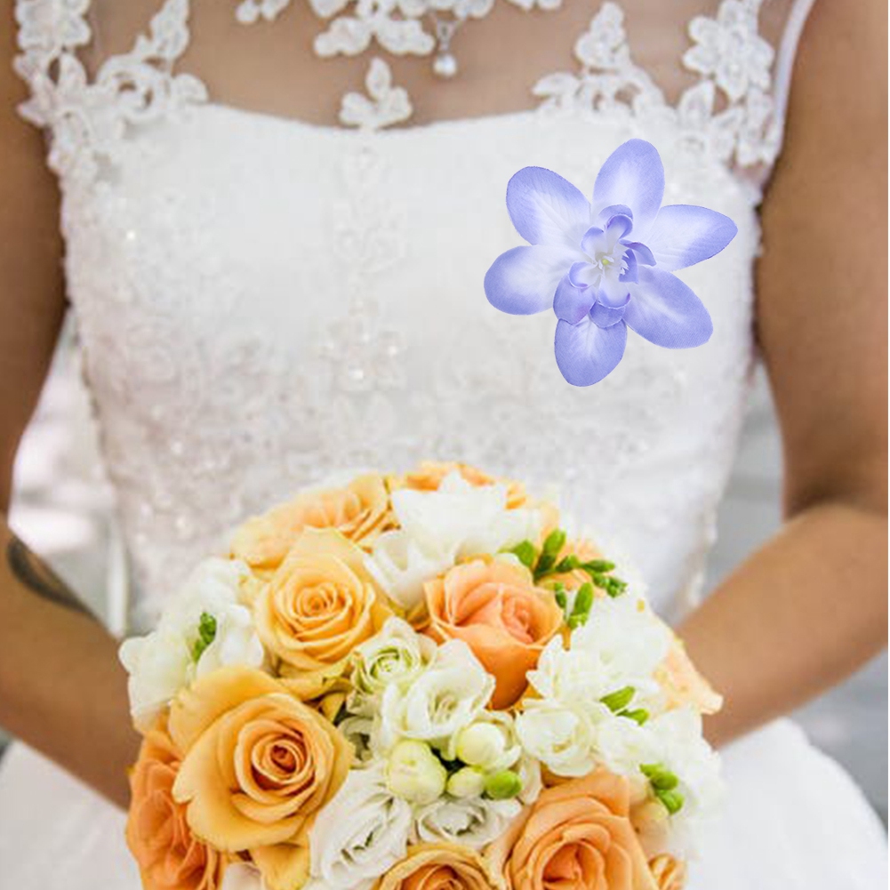 10 Künstliche Orchideenblüten, Imitationsblumen Für Hochzeitskranzdekoration, Blau