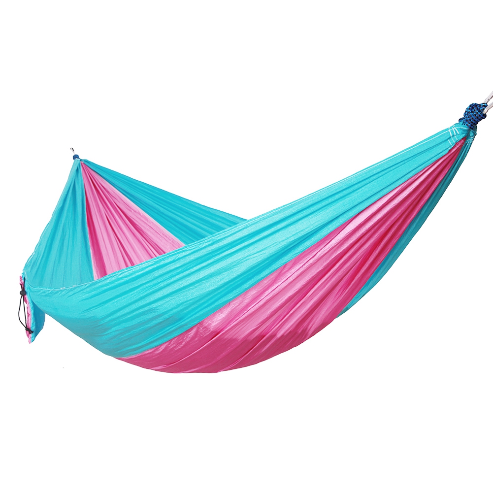 Tragbare Camping-hängematte Für Zwei Personen Mit Baumgurten (hellblau-rosa)