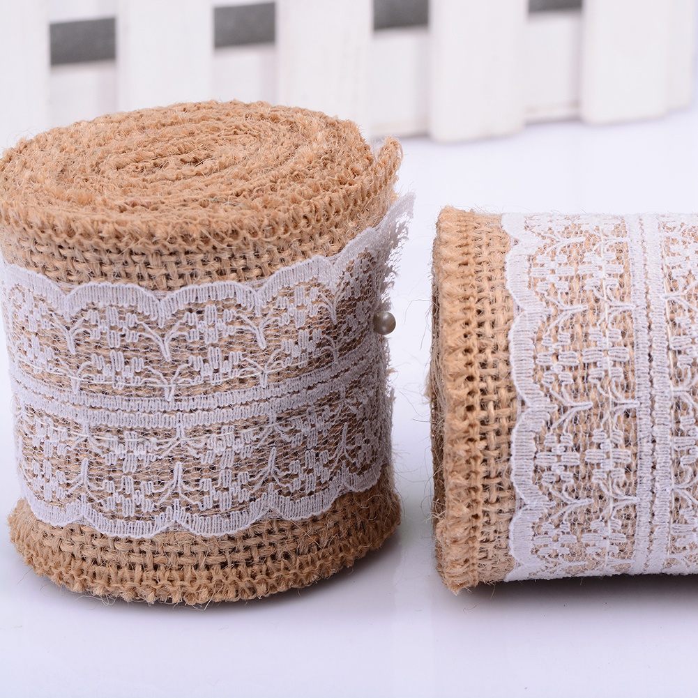 Volumen-spitze Aus Jute-leinen, Diy-handarbeit, 6 Cm Breit Und 2 M Lang (weiße Spitze)