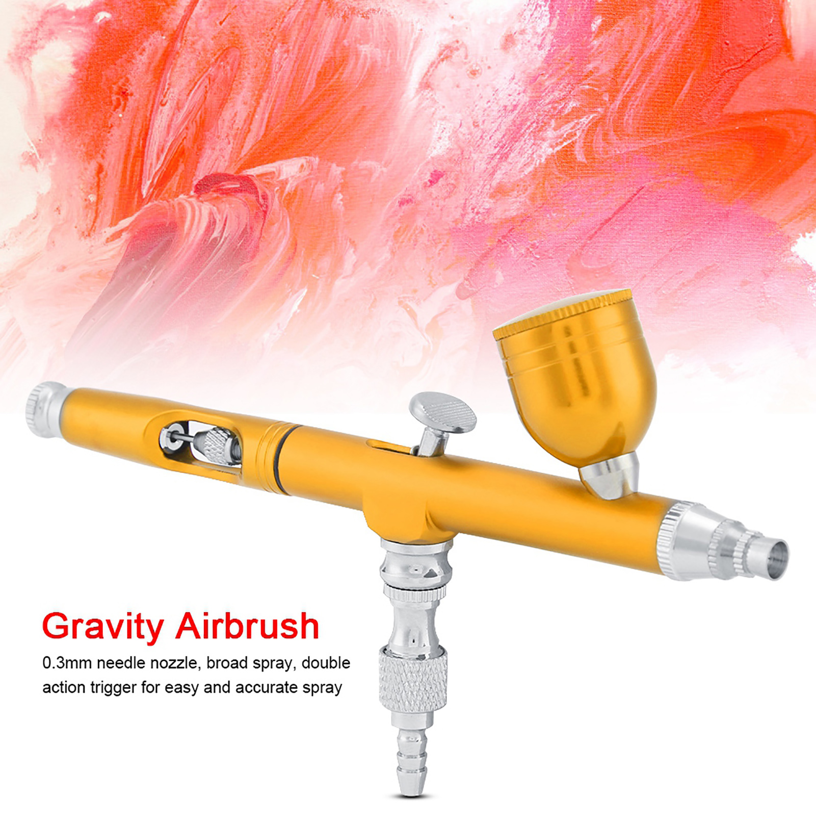 Doppelfunktions-airbrush-sprühgerät Mit Schwerkraftzufuhr, 0,3 Mm, Sprühfarbe, Tattoo-nagelwerkzeug-set (gold)