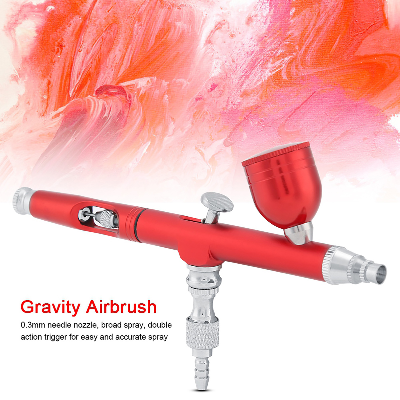 Doppelfunktions-airbrush-sprühgerät Mit Schwerkraftzufuhr, 0,3 Mm Sprühfarbe, Tattoo-nagelwerkzeug-set (rot)
