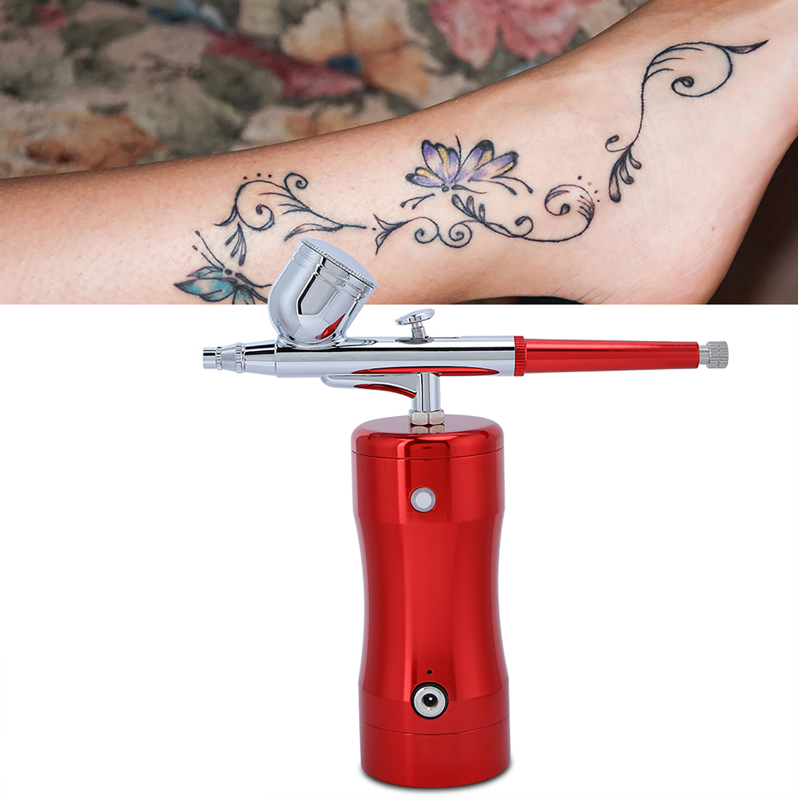 G12 Pumpe 0,3 Mm Mini 7 Cm³ Airbrush-set Sprühgerät Airbrush-set Reinigungswerkzeug (rot)
