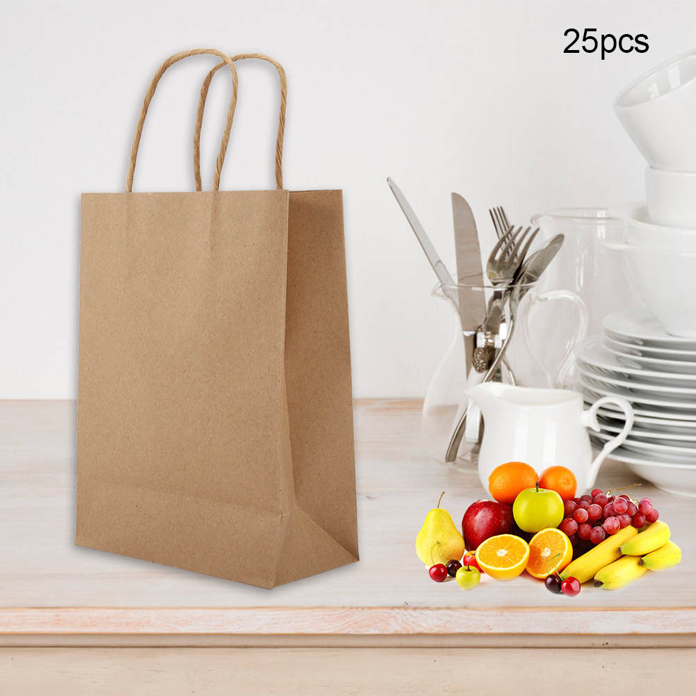 25 Gelbe Geschenktüten Aus Kraftpapier Mit Henkeln, Ideal Für Hochzeiten, Süßigkeiten Oder Andere Festliche Geschenke.