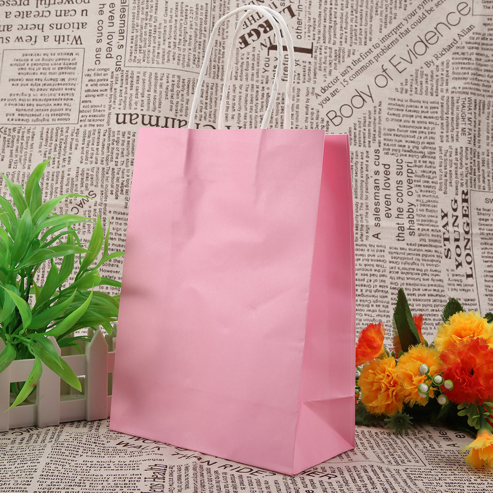 25 Geschenktüten Aus Kraftpapier Mit Henkeln, Hellrosa, Ideal Für Hochzeitsgeschenke, Zum Beispiel Als Bonbontüten.