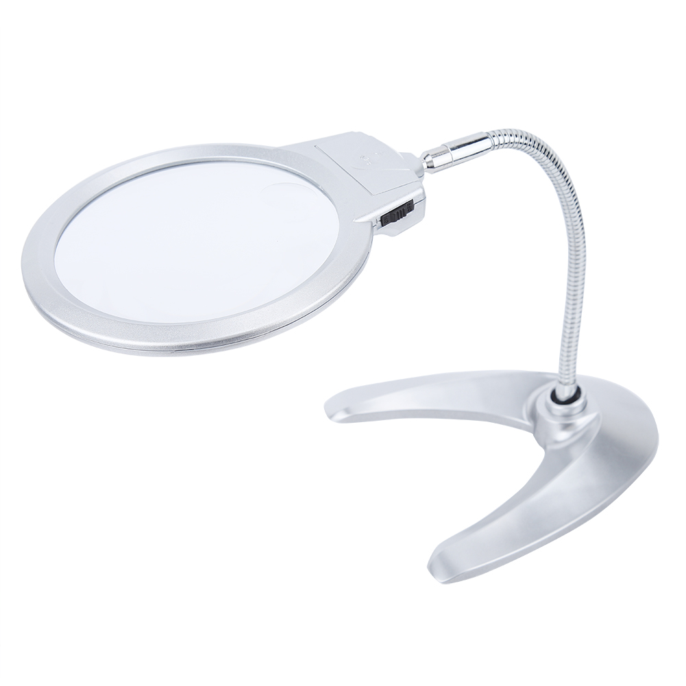 2,5-fache Und 5-fache Vergrößerung, 130-mm-tischlupe Mit Zwei Led-leuchten