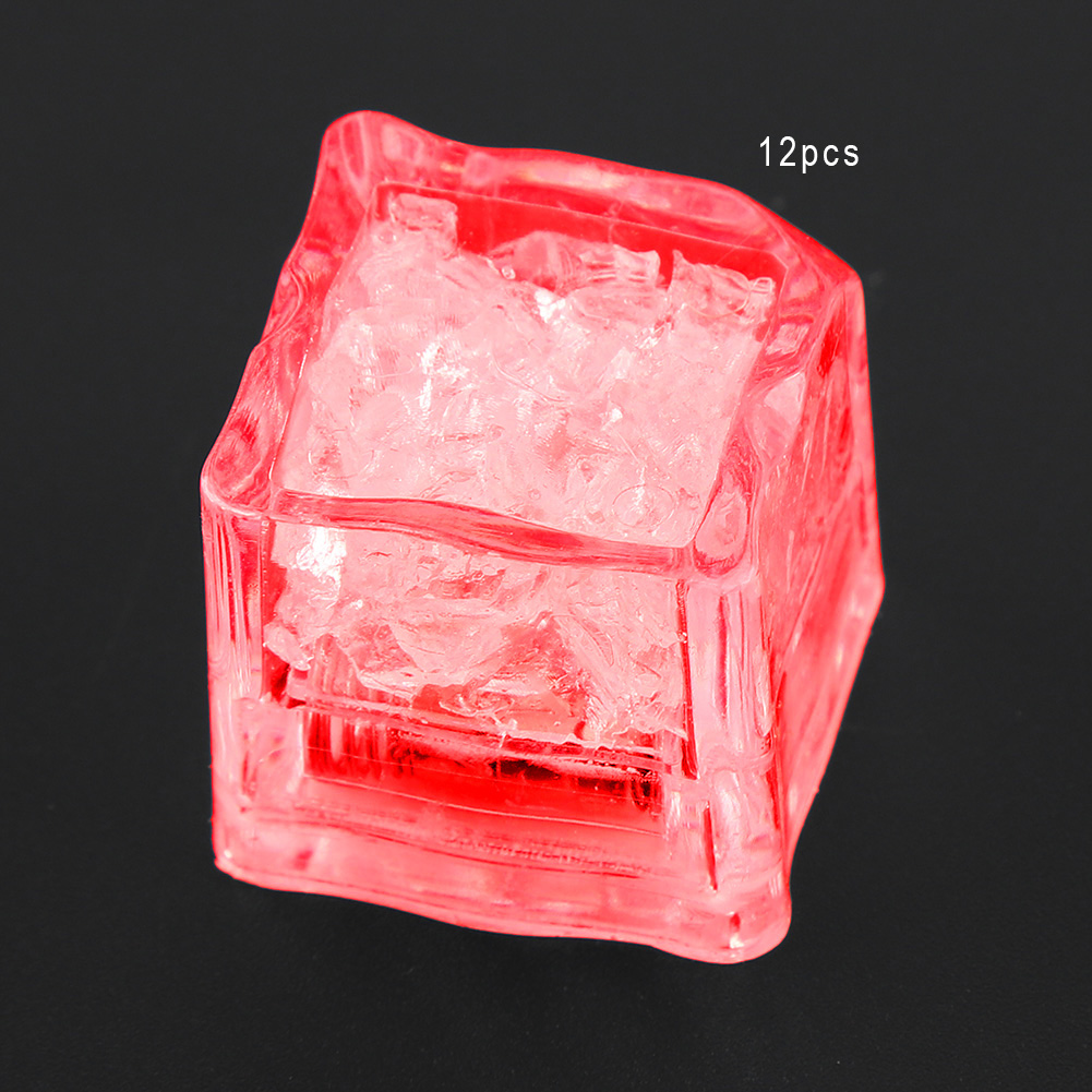12 Farbenfrohe Led-eiswürfel Mit Flüssigkeitssensor, Beleuchtet, Für Hochzeitsfeiern, Dekoration (rot)