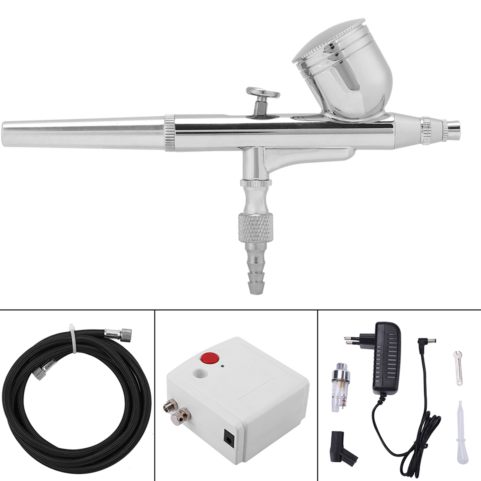 Airbrush-kompressor-set Mit Doppelsprühfunktion, Airbrush-set Für Tätowierungen Und Nageldesign