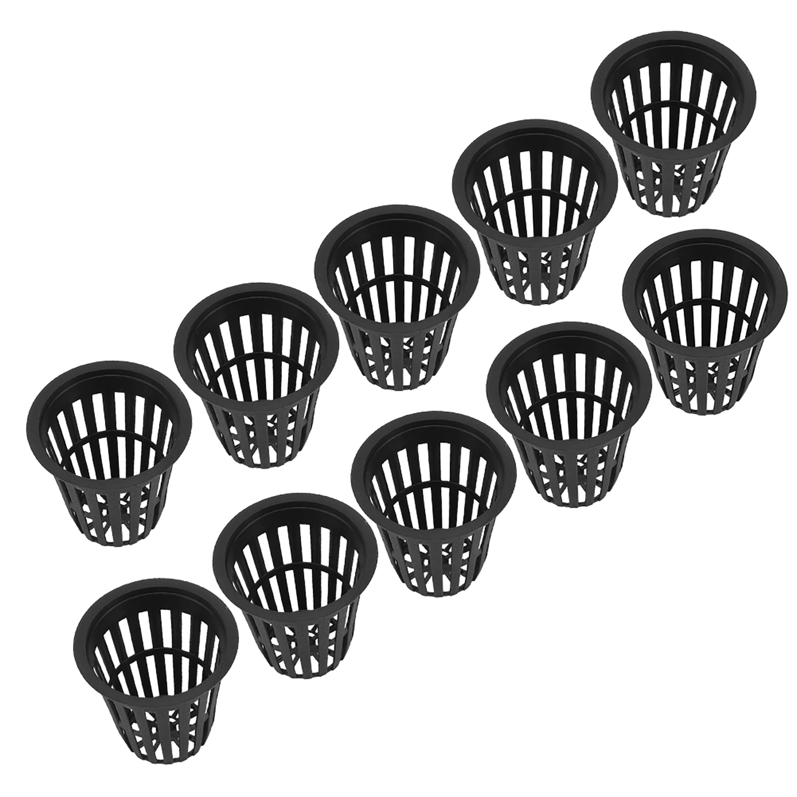 Set Mit 10 Robusten Und Sicheren Hydroponik-körben Aus Kunststoff Für Garten Und Balkon (schwarz)