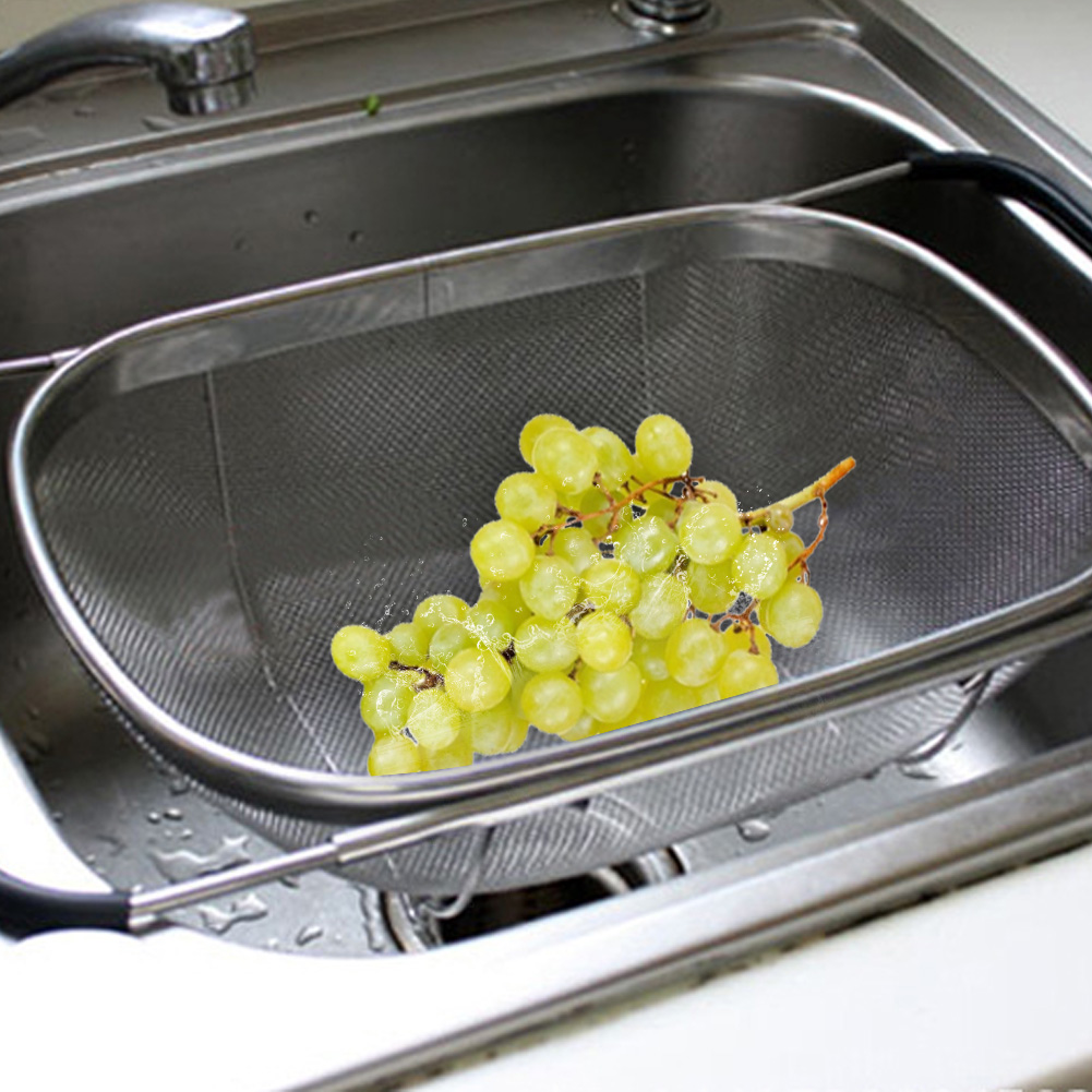 Zusammenklappbarer Edelstahl-abtropfkorb Für Die Küchenspüle Zum Waschen Und Abspülen Von Obst Und Gemüse