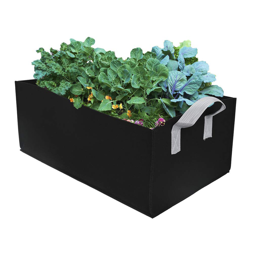 3 Rechteckige Pflanzsäcke Aus Filz, Gartensäcke, Stofftöpfe Mit Griffen Für Blumen Und Gemüse, Schwarz, 60 X 30 X 20 Cm