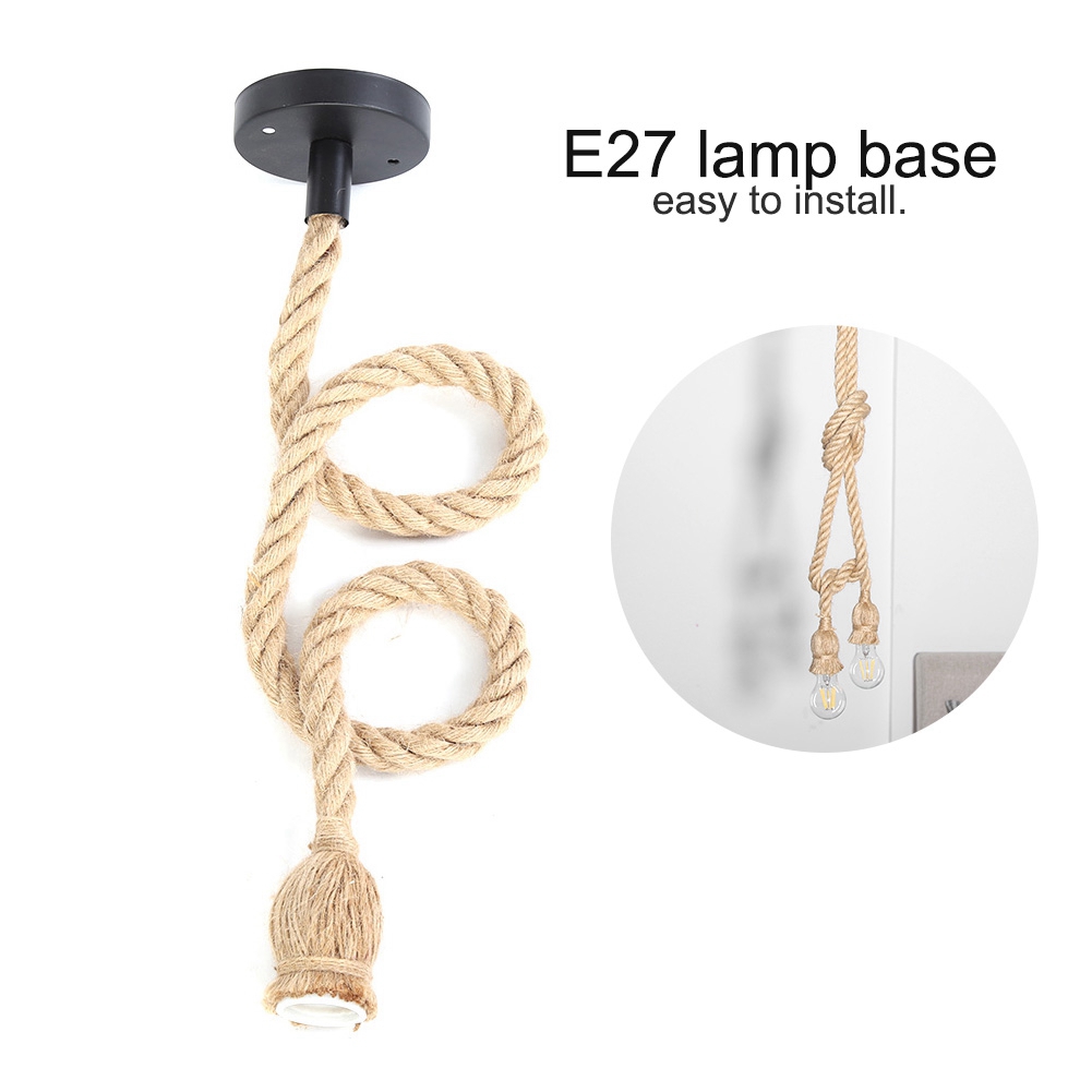 E27 Lampenfassung, 1 M Hanfseilkabel, Elektrokabel, Diy-hängelampe, Dekorative Lampenfassung (1 Steckdose)