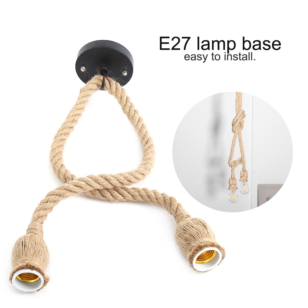 E27 Lampenfassung, 1 M Hanfseilkabel, Elektrokabel, Diy-hängelampe, Dekorative Lampenfassung (2 Fassungen)