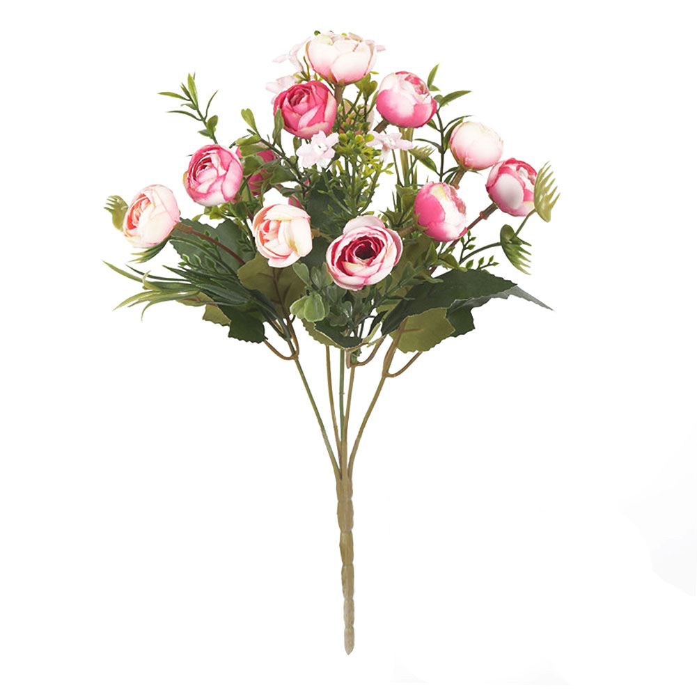 Künstliche Kamelie, 5 Zweige, 13 Blüten, Realistische Seide, Pflegeleicht, Künstliche Blumendekoration, Dunkelrosa, Für Hochzeiten, Geburtstage Und Partys