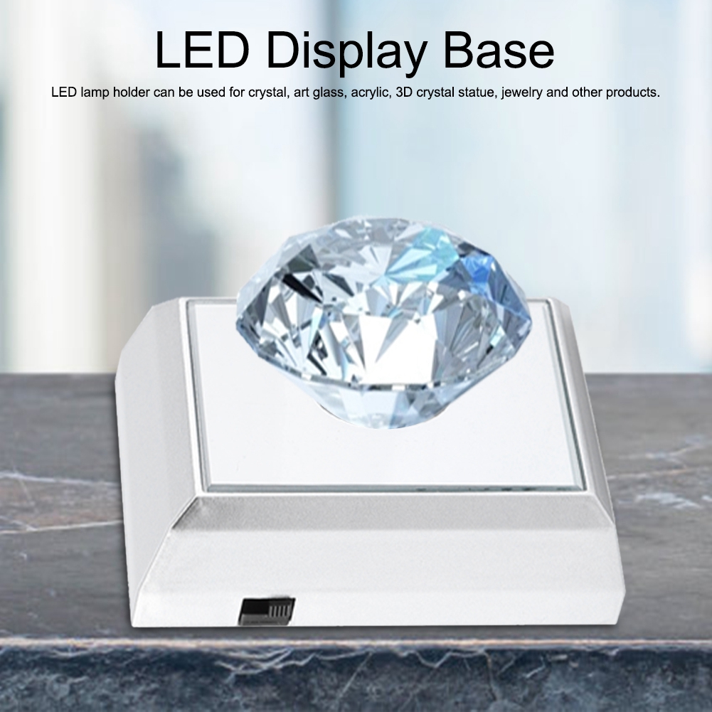 Quadratischer Led-lampenfuß Für Kristall-acryl-statuen, Silber (farbiges Licht)