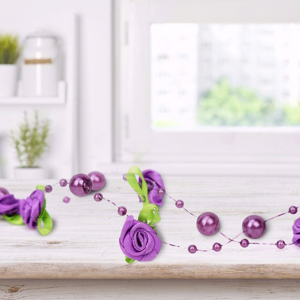 Künstliche Blumen, Künstliches Perlenband, Brautstrauß, Dekoration (lila)