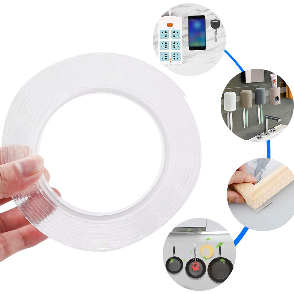 Multifunktionales, Nanopartikelfreies Klebeband, 10.000 Mal Waschbar, Transparent, Doppelseitig.