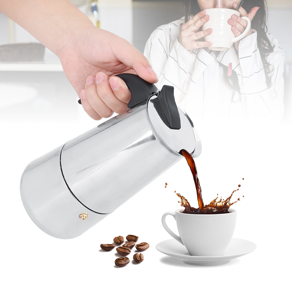 450-ml-kaffeemaschine Aus Edelstahl Mit Elektrischer Kochplatte Und Warmhalteplatte, 2-teiliges Set