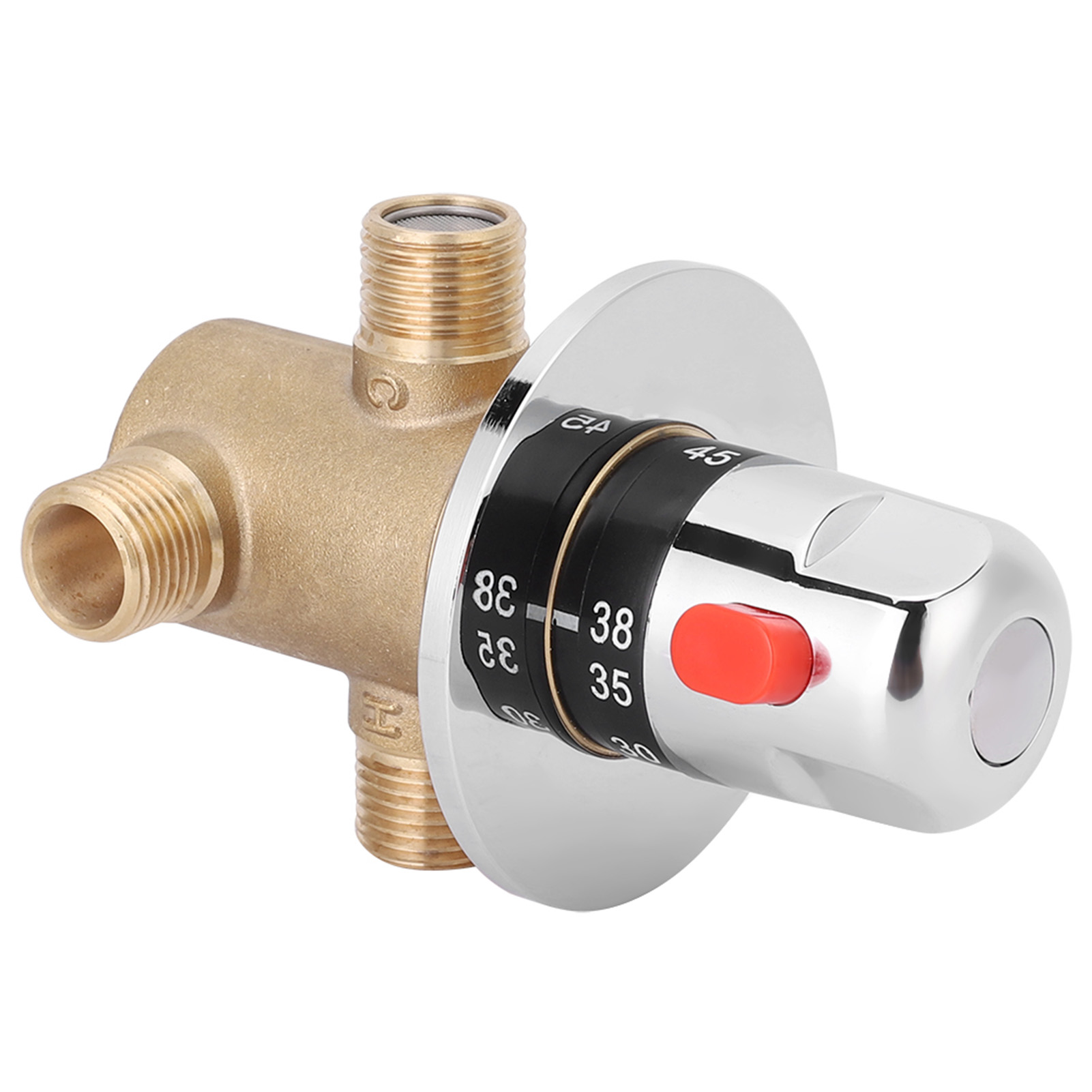 3-wege-thermostat-mischbatterie Aus Messing, G1/2-außengewinde, Mit Absperrventilen, Bad-/küchen-temperaturmischer, 12,3 X 8,4 X 8,4 Cm, 738 G