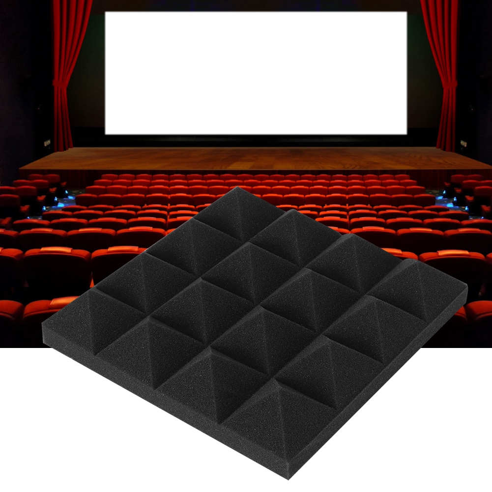 Set Mit 6 Schwarzen Dreieckigen Akustikpaneelen Aus Polyurethanschaum, 25x25x5 Cm, Zur Schalldämmung Im Studio Oder Heimkino.