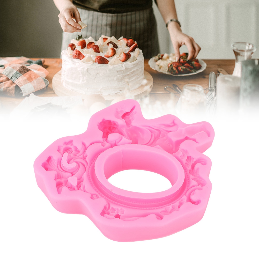 Diy-engel-silikonform, Bilderrahmen Für Kuchen, Schokolade, Fondant, Backdekoration, 17 X 15 X 2,6 Cm, Rosa